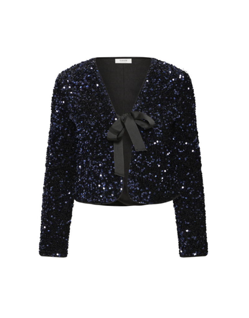 b.young Paillet Bow Jacket in Evening Black by b.young