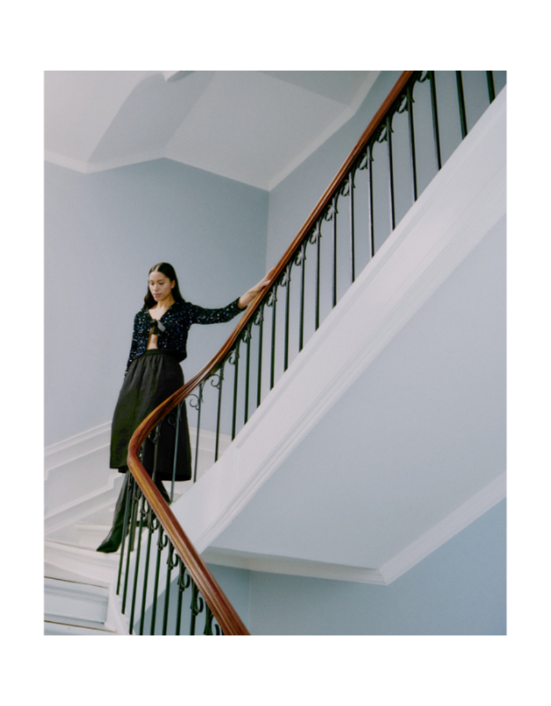 b.young Paillet Bow Jacket in Evening Black by b.young