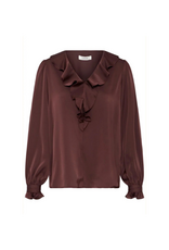 b.young Flair Frill Blouse in Fudge by b.young