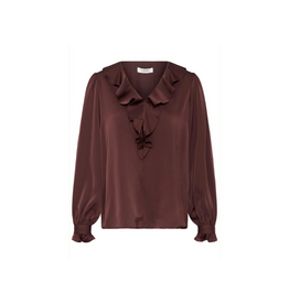 b.young Flair Frill Blouse in Fudge by b.young