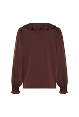 b.young Flair Frill Blouse in Fudge by b.young