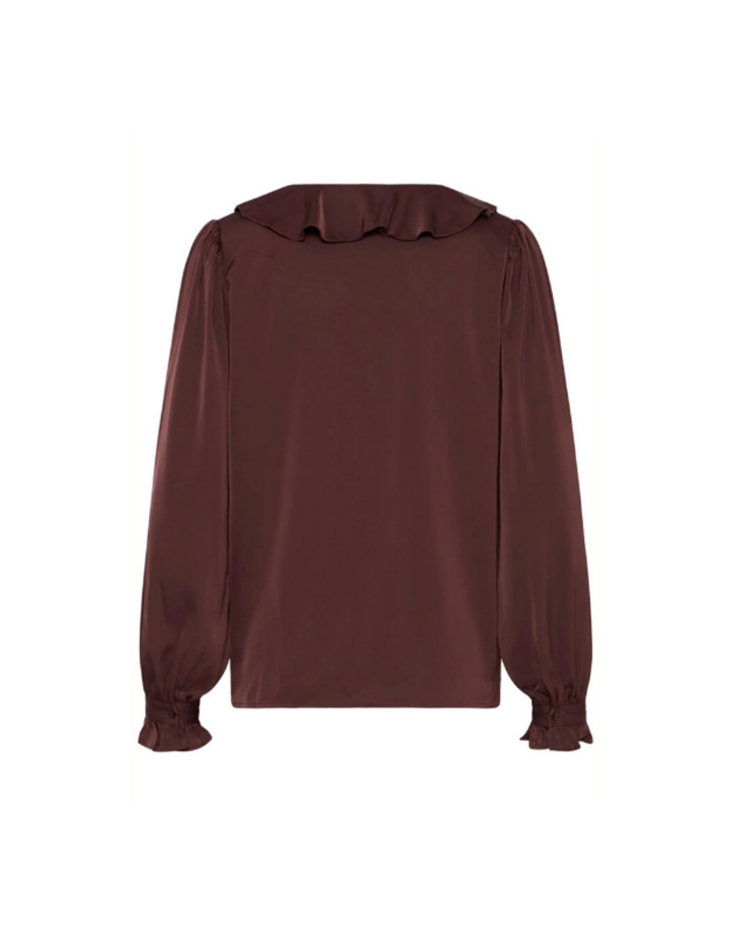 b.young Flair Frill Blouse in Fudge by b.young