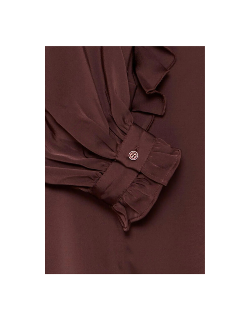 b.young Flair Frill Blouse in Fudge by b.young