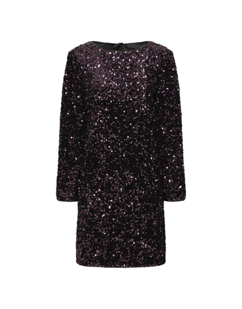 b.young Paillet Bow Dress in Fudge Sequin by b.young