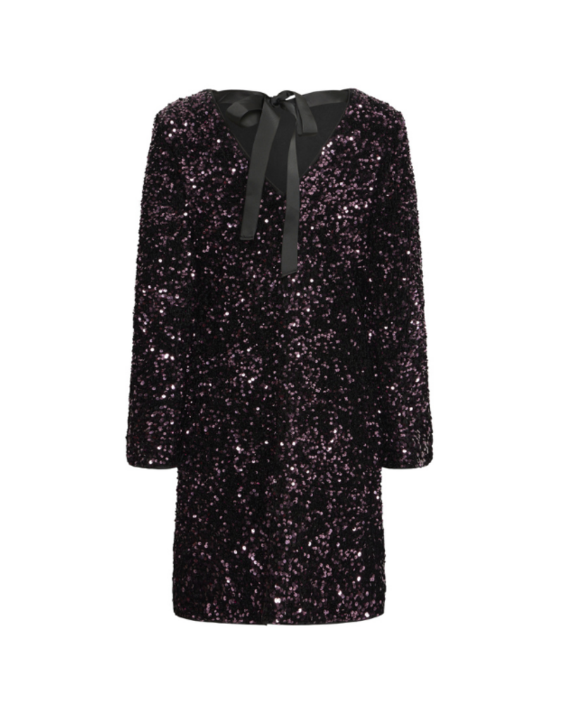 b.young Paillet Bow Dress in Fudge Sequin by b.young