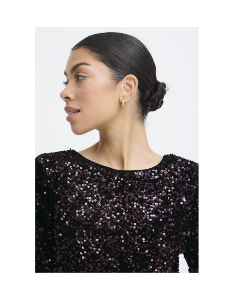 b.young Paillet Bow Dress in Fudge Sequin by b.young