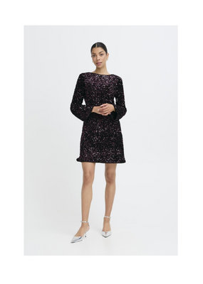 b.young Paillet Bow Dress in Fudge Sequin by b.young