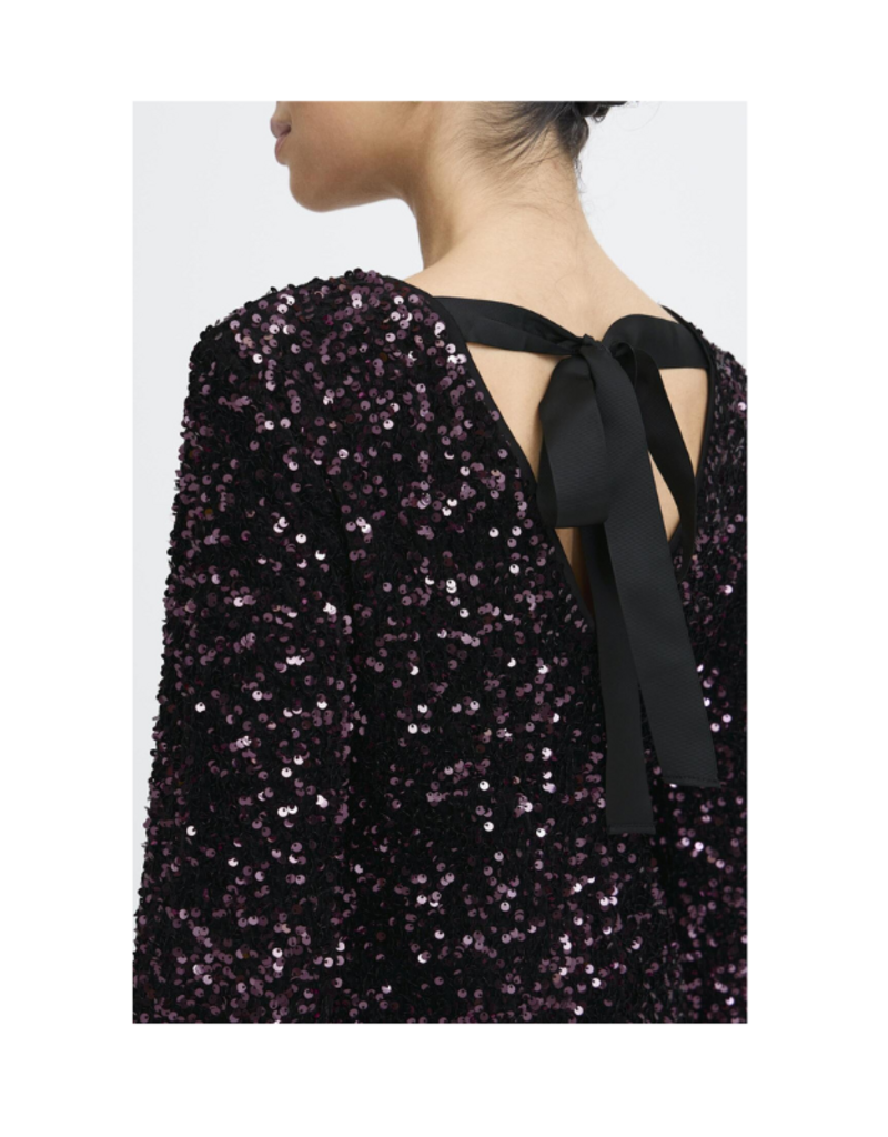 b.young Paillet Bow Dress in Fudge Sequin by b.young