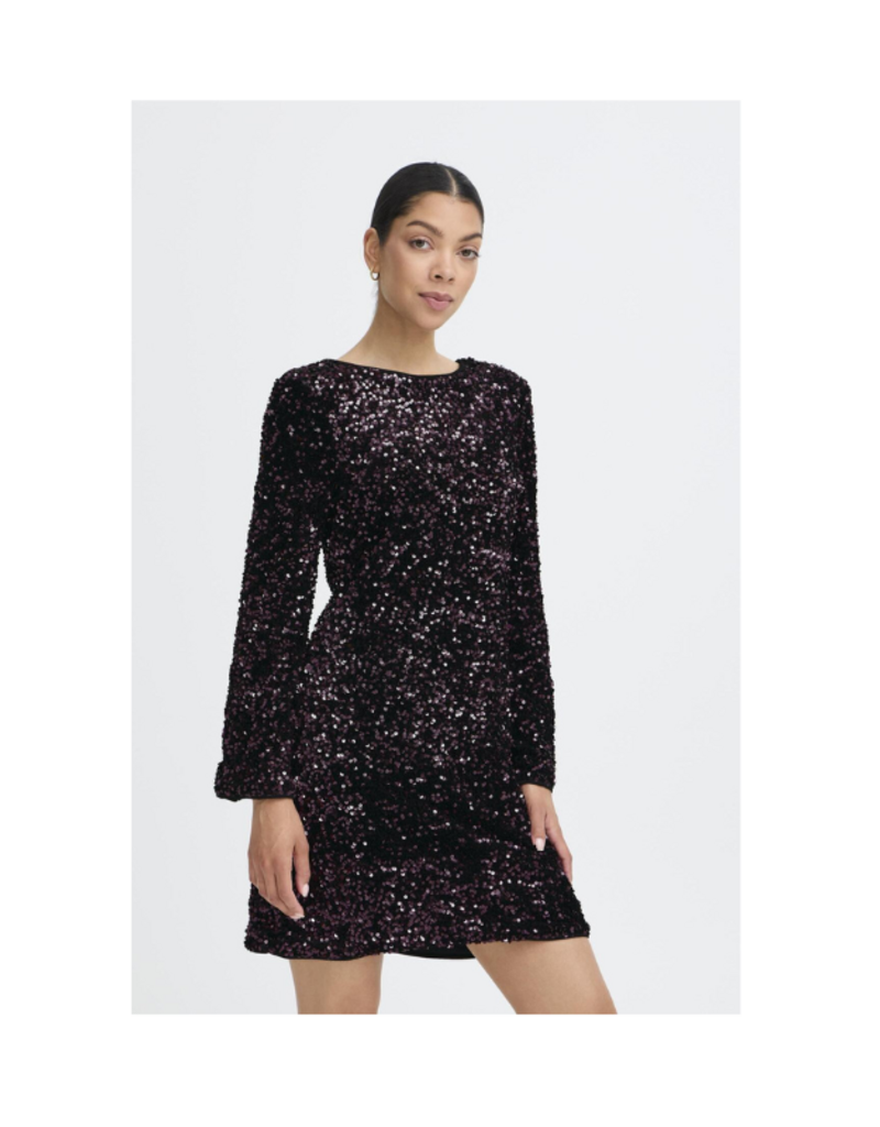 b.young Paillet Bow Dress in Fudge Sequin by b.young