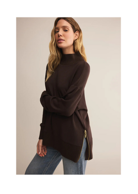 Z Supply Sable Rib Sweater in Chocolate Cherry by Z Supply