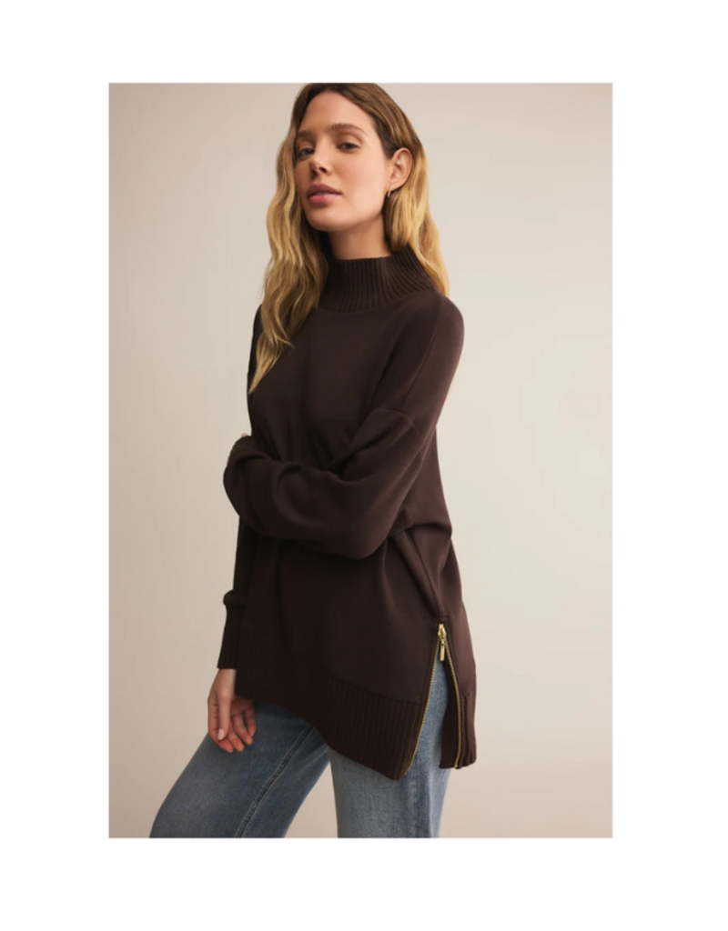 Z Supply Sable Rib Sweater in Chocolate Cherry by Z Supply