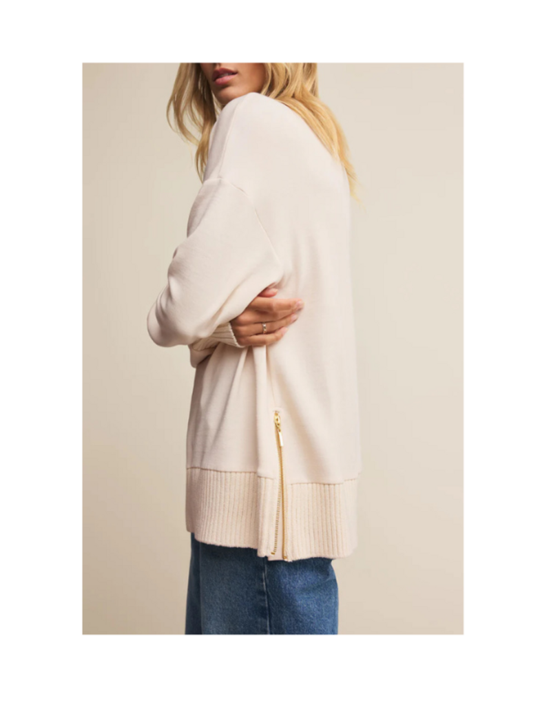 Z Supply Sable Rib Sweater in Warm White by Z Supply