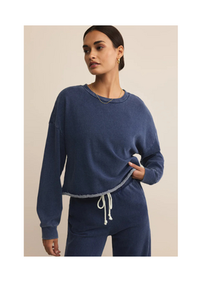 Z Supply Circuit Knit Denim Sweater in Indigo by Z Supply