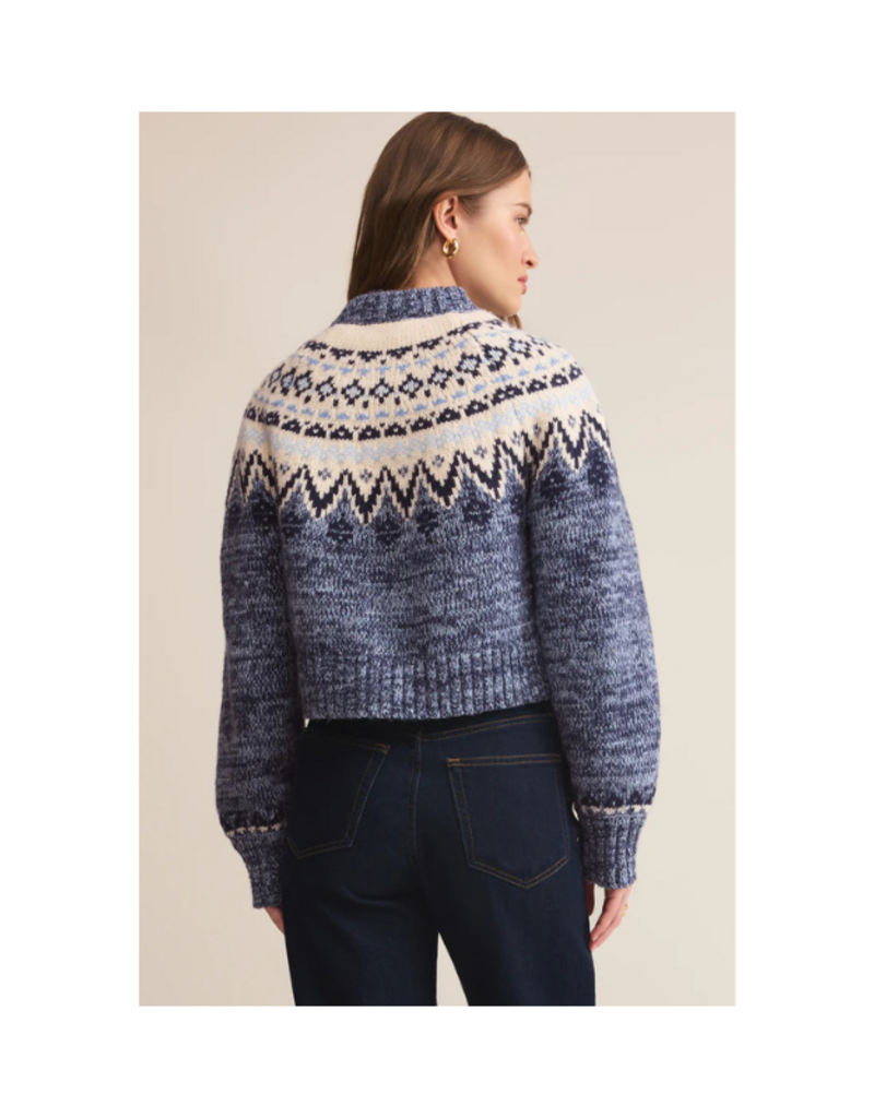Z Supply North Sea Fairisle Cardigan in Blue Velvet Heather by Z Supply
