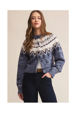 Z Supply North Sea Fairisle Cardigan in Blue Velvet Heather by Z Supply