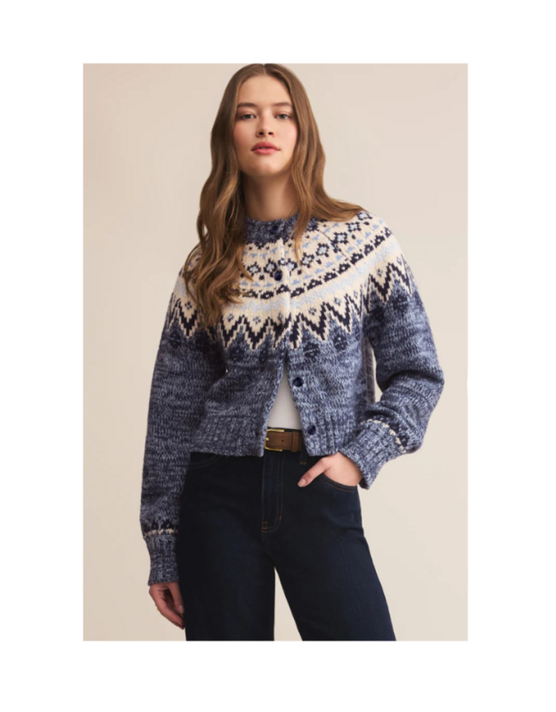 Z Supply North Sea Fairisle Cardigan in Blue Velvet Heather by Z Supply