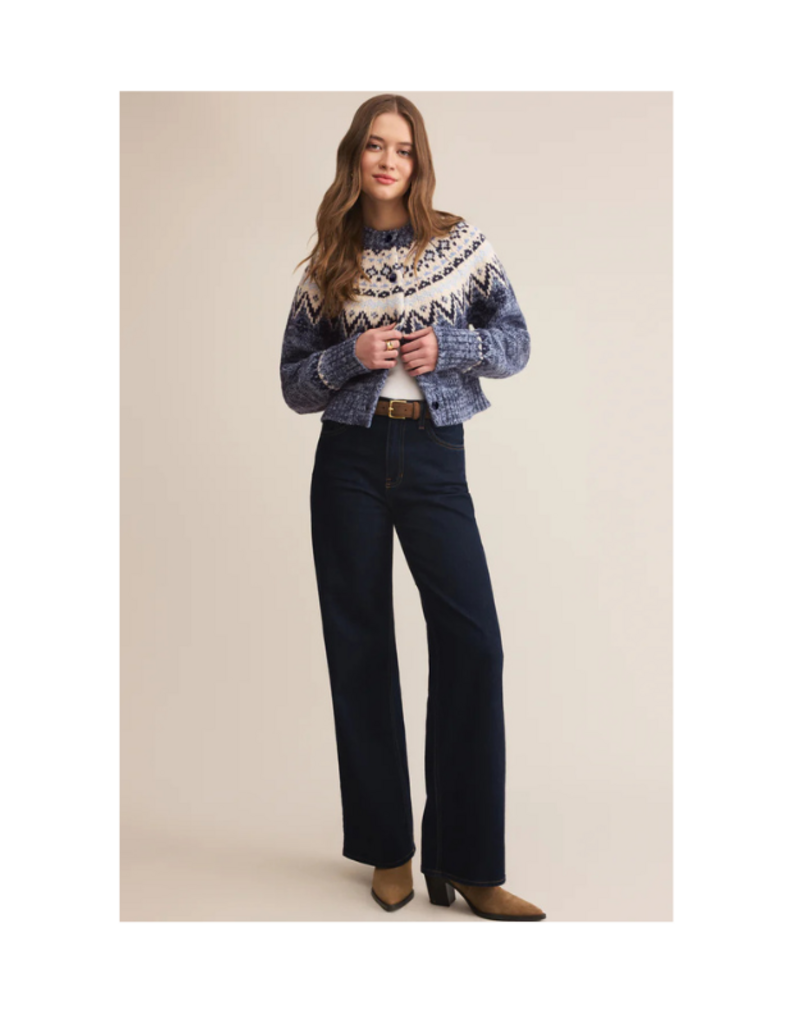 Z Supply North Sea Fairisle Cardigan in Blue Velvet Heather by Z Supply