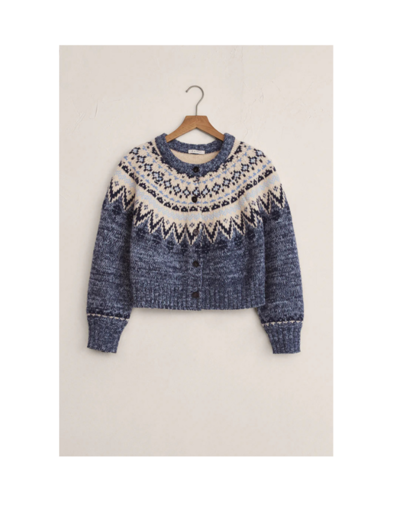 Z Supply North Sea Fairisle Cardigan in Blue Velvet Heather by Z Supply