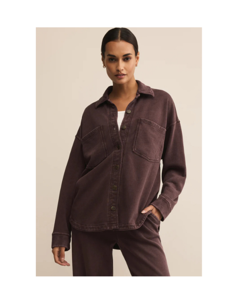 Z Supply All Day Knit Jacket in Chocolate Cherry by Z Supply