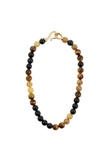 PILGRIM Unfold Necklace in Brown & Gold by Pilgrim