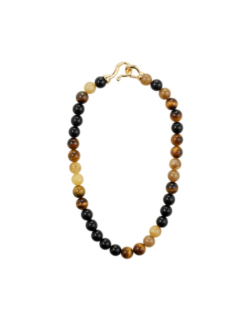 PILGRIM Unfold Necklace in Brown & Gold by Pilgrim