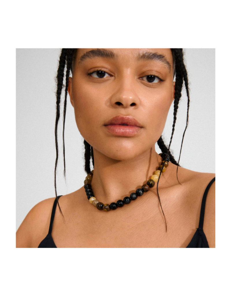 PILGRIM Unfold Necklace in Brown & Gold by Pilgrim