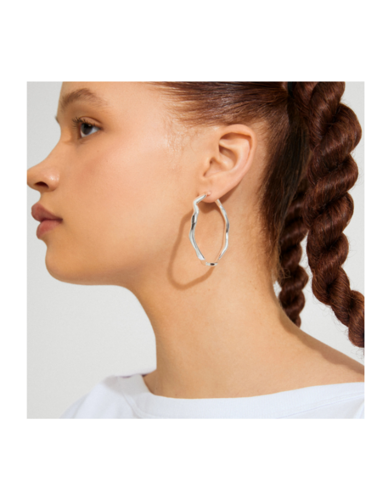 PILGRIM Larkin Hoop Earrings Large in Silver by Pilgrim