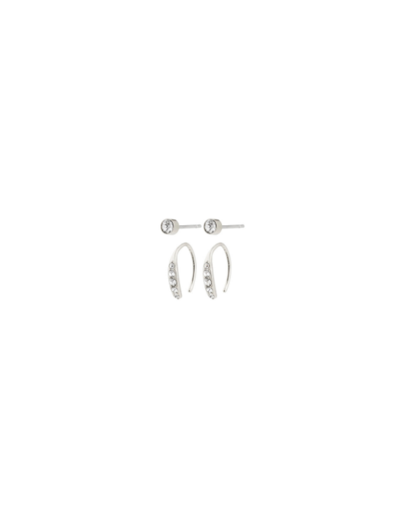 PILGRIM Gionni Earrings 2in1 in Silver by Pilgrim
