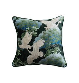 Creative Co-Op Velvet Crane Printed Pillow