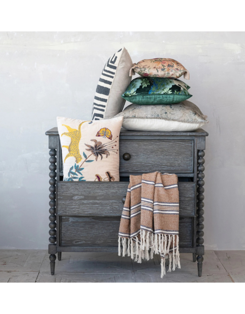 Creative Co-Op Velvet Crane Printed Pillow