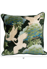 Creative Co-Op Velvet Crane Printed Pillow
