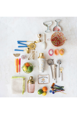 Creative Co-Op Enameled Metal Tray Champagne Brut in White