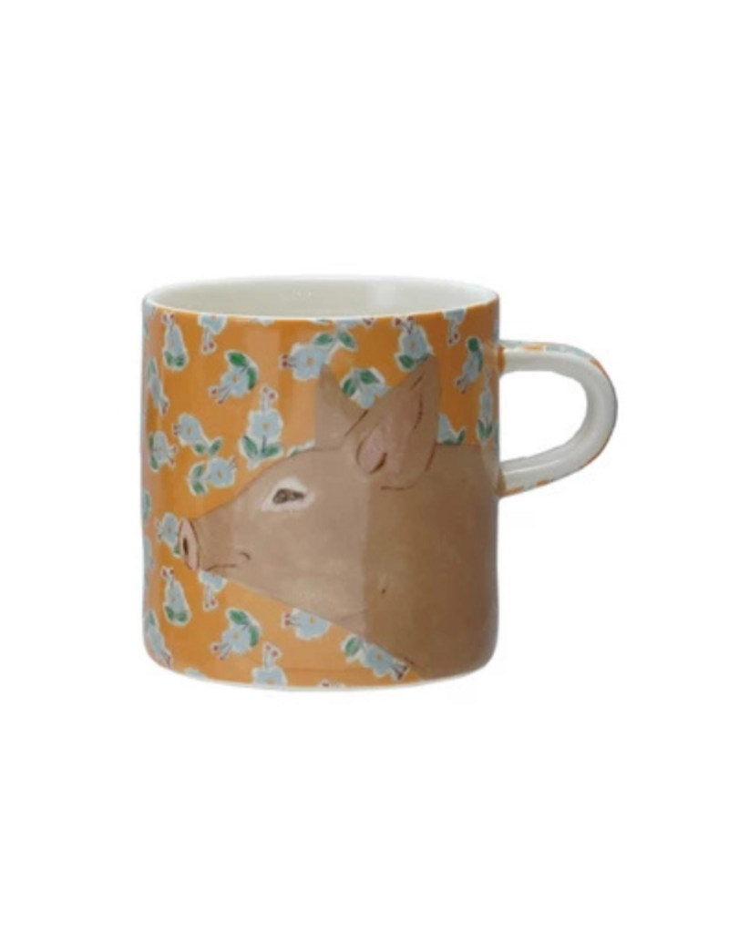 Creative Co-Op Pig Stoneware Mug