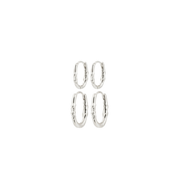 PILGRIM Sense 2in1 Hoop Earrings in Silver by Pilgrim