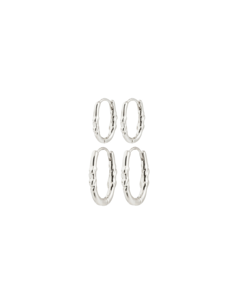 PILGRIM Sense 2in1 Hoop Earrings in Silver by Pilgrim