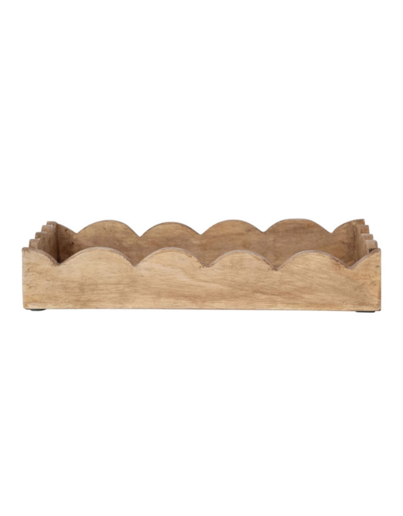 Creative Co-Op Mango Wood Scalloped Tray