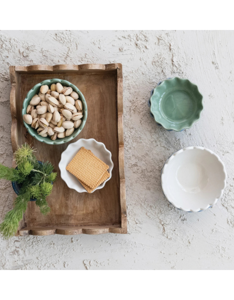 Creative Co-Op Mango Wood Scalloped Tray