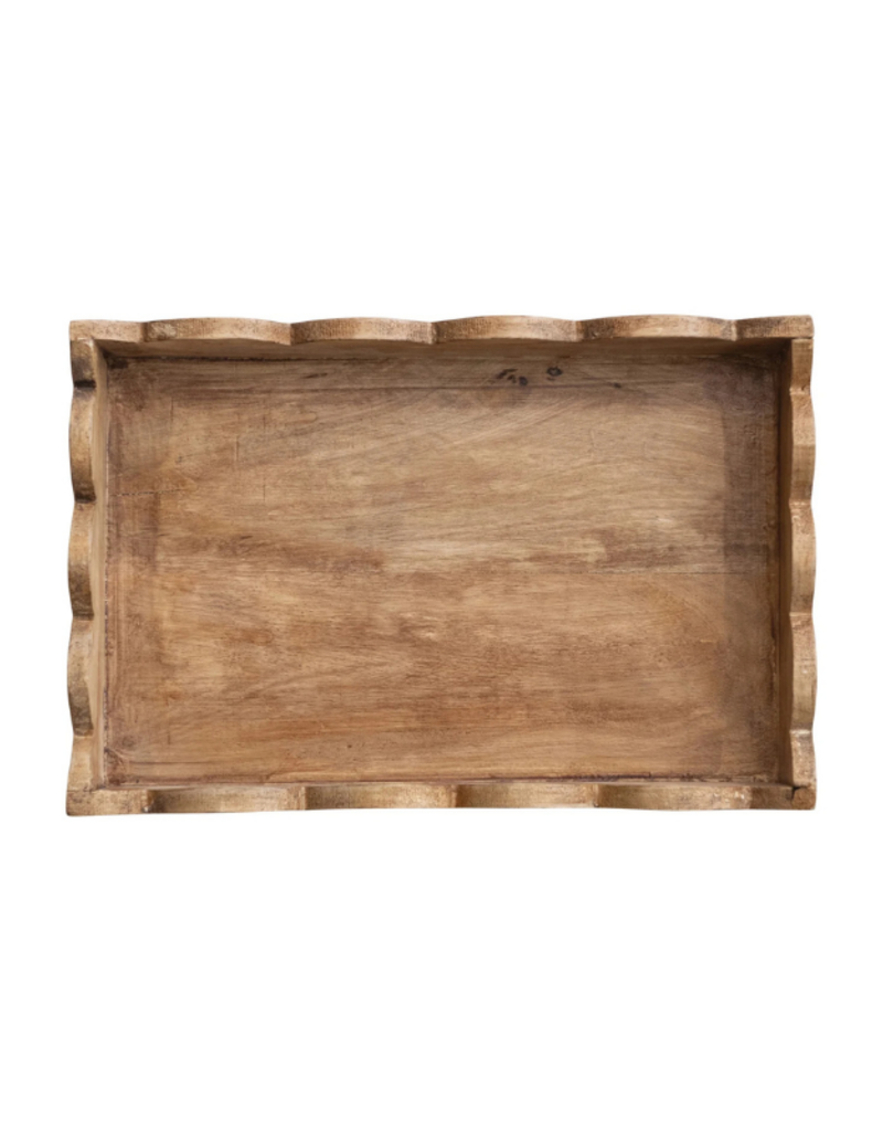 Creative Co-Op Mango Wood Scalloped Tray