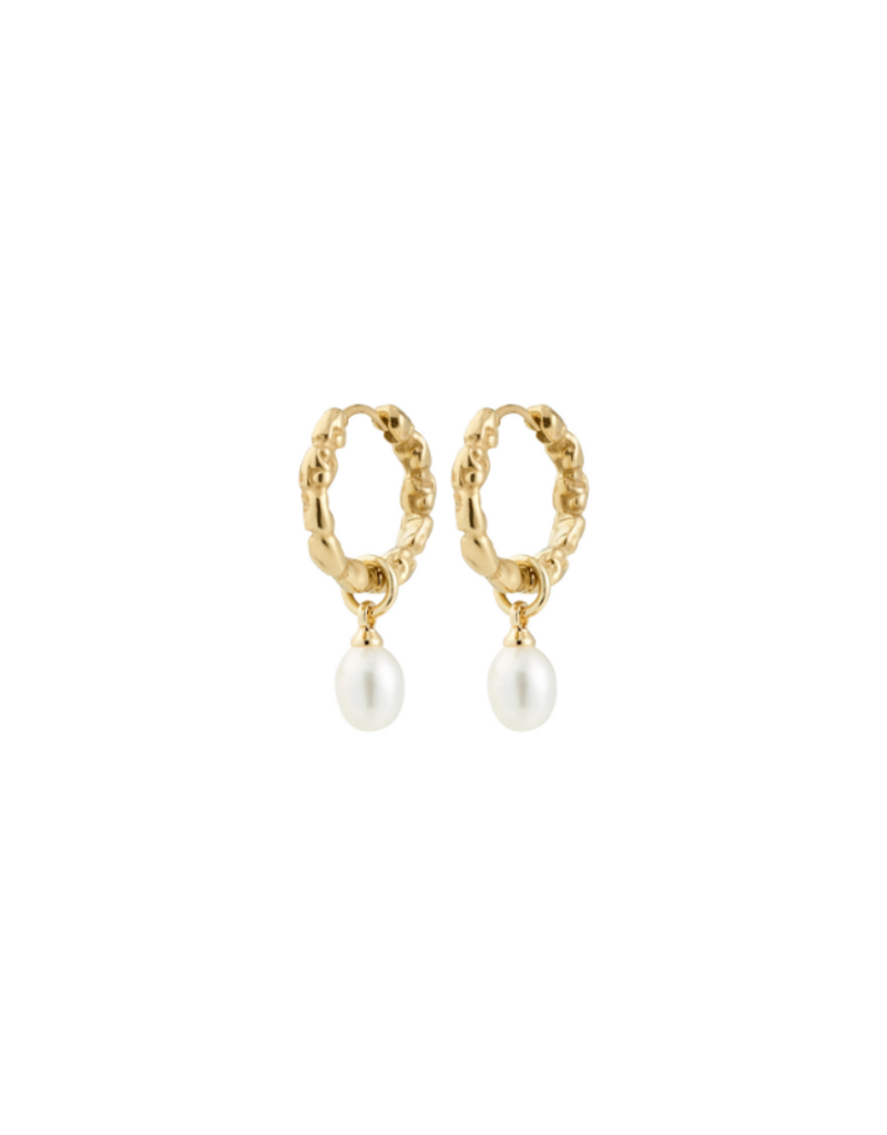 PILGRIM Shift Pearl Earrings in Gold by Pilgrim