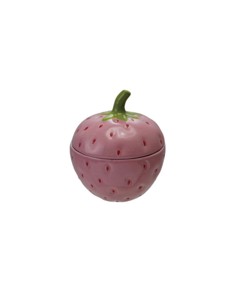 Creative Co-Op Ceramic Strawberry Jar With Lid