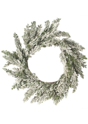 Cypress And Snow Wreath 24"