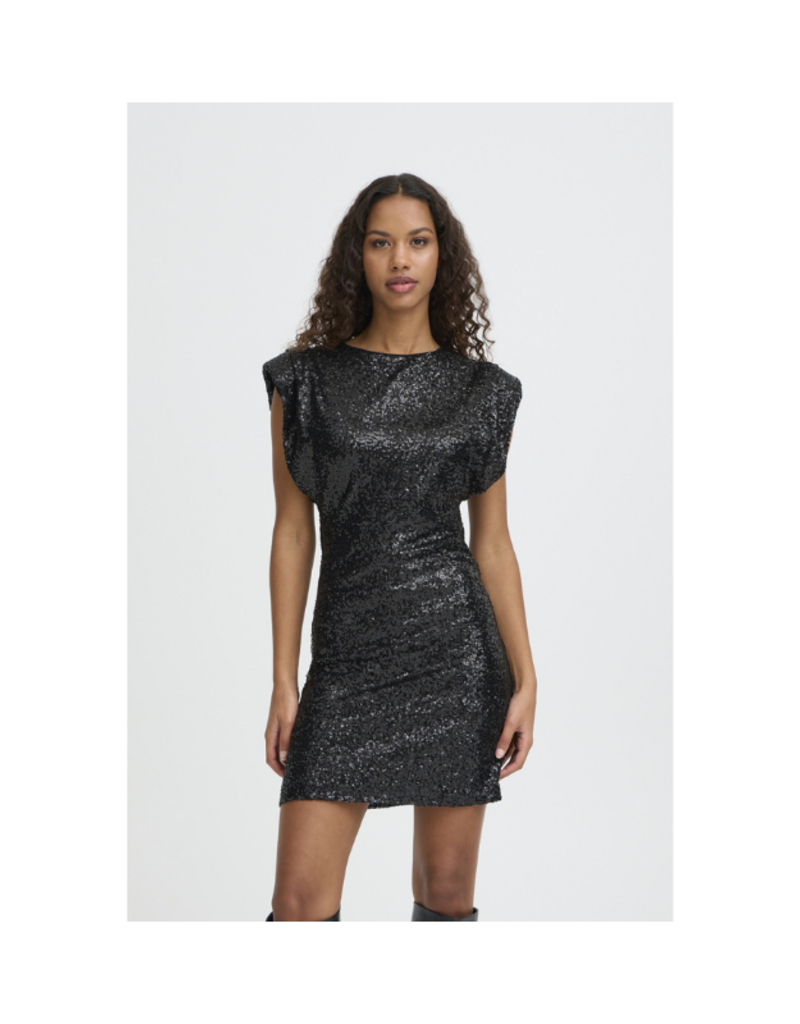 ICHI Fauca Sequin Dress in Black by ICHI
