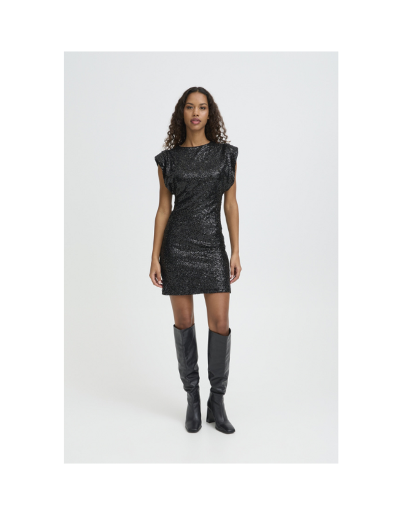 ICHI Fauca Sequin Dress in Black by ICHI
