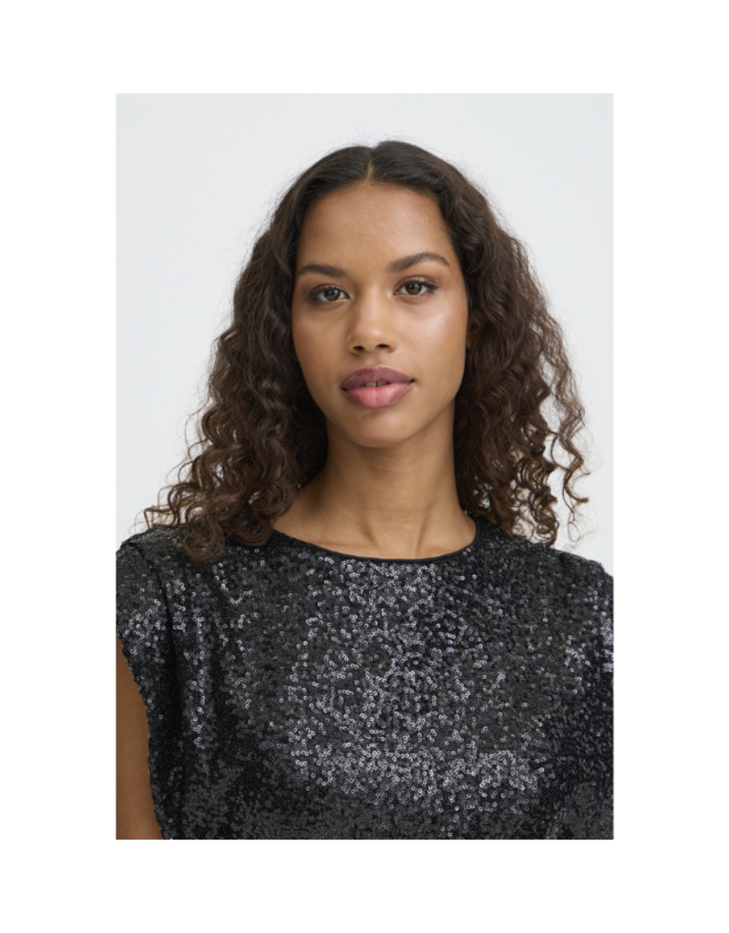 ICHI Fauca Sequin Dress in Black by ICHI