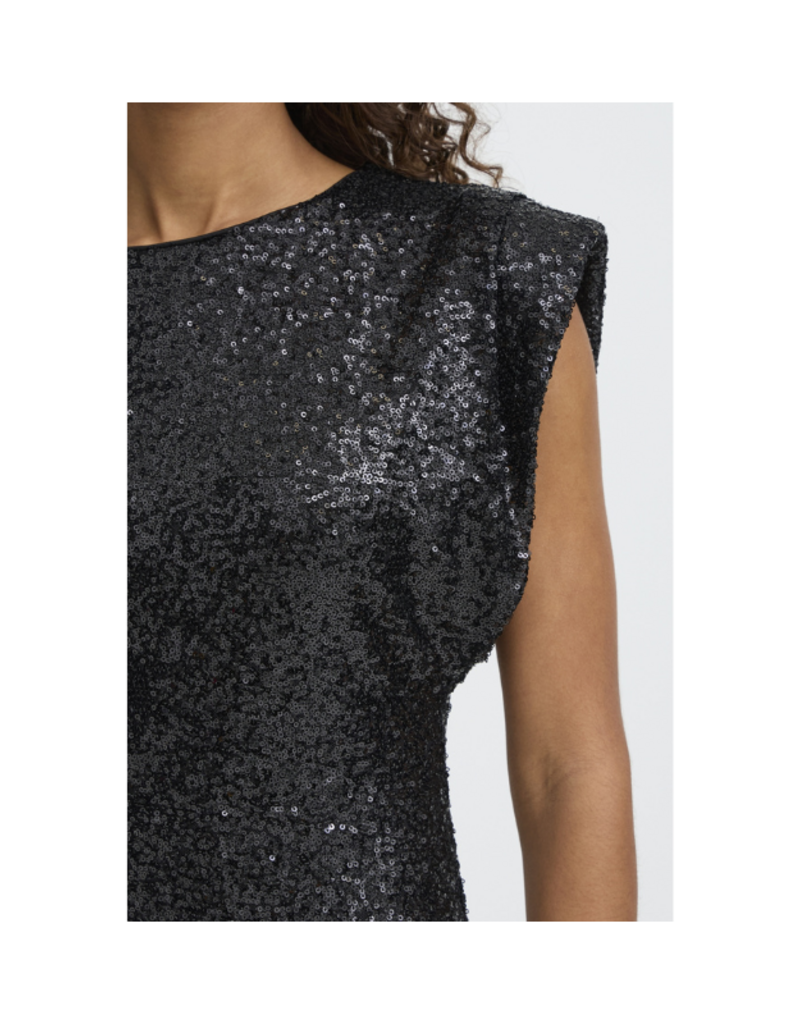 ICHI Fauca Sequin Dress in Black by ICHI
