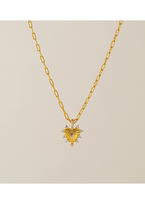 Lover's Tempo Love Token White Opal Heart Necklace by Lover's Tempo