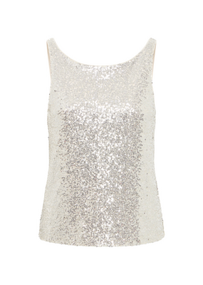 ICHI Fauca Sequin Top in Frosted Almond by ICHI
