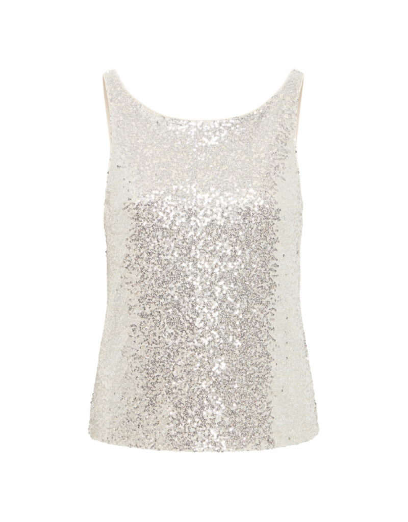ICHI Fauca Sequin Top in Frosted Almond by ICHI