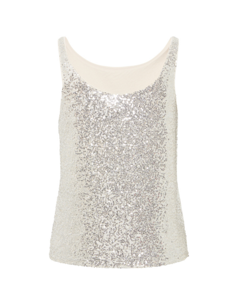 ICHI Fauca Sequin Top in Frosted Almond by ICHI