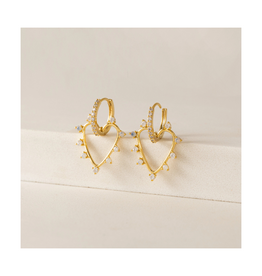 Lover's Tempo Chapel Heart Hoop White Opal Earrings by Lover's Tempo